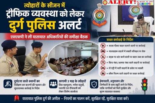  त्योहारों के सीजन में ट्रैफिक व्यवस्था को लेकर दुर्ग पुलिस अलर्ट, नशे में ड्राइविंग और स्टंट पर होगी सख्त कार्रवाई