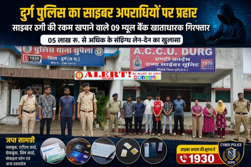  साइबर ठगी की रकम खपाने वाले 9 म्यूल बैंक खाताधारकों पर दुर्ग पुलिस का शिकंजा