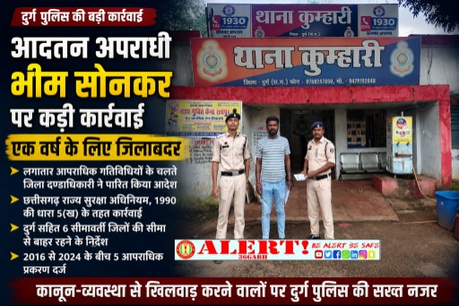  आदतन अपराधी भीम सोनकर पर बड़ी कार्रवाई, एक साल के लिए जिलाबदर