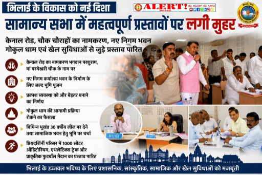  भिलाई में विकास के कई प्रस्तावों पर लगी मुहर, केनाल रोड का नामकरण, नए निगम भवन और खेल सुविधाओं को मिली मंजूरी