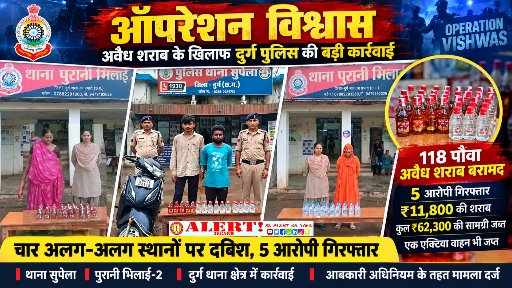  अवैध शराब के खिलाफ पुलिस की बड़ी कार्रवाई, 5 आरोपी गिरफ्तार,